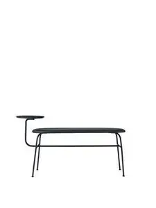 Audo Copenhagen - Afteroom, Bench, Black Steel Base, Marquina Marble Side Table, Upholstered Seat PC2L, EU/US - CAL117 Foam, 21003 (Black), Dunes, Dunes, Sørensen Leather