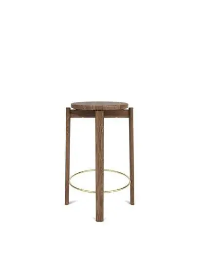 Audo Copenhagen - Passage Bar Stool, Walnut, Brass Ring