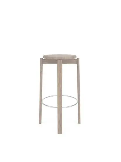 Audo Copenhagen - Passage Bar Stool, Walnut, Stainless Steel Ring