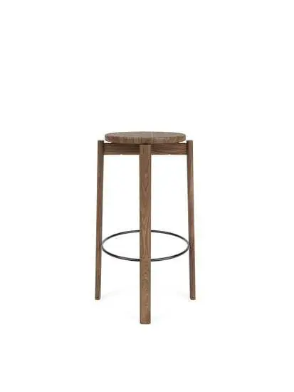 Audo Copenhagen - Passage Bar Stool, Walnut, Black Ring