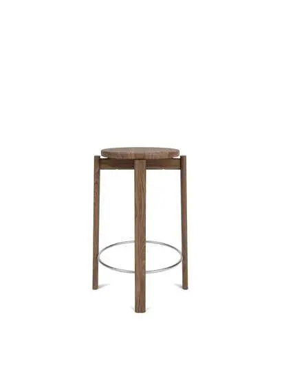 Audo Copenhagen - Passage Counter Stool, Walnut, Stainless Steel Ring