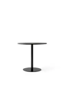 Audo Copenhagen - Harbour Column Dining Table, Ø80 x H:73 cm, Black Steel Base, Charcoal Linoleum Top
