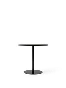 Audo Copenhagen - Harbour Column Dining Table, Ø80 x H:73 cm, Black Steel Base, Black Painted Oak Veneer Top
