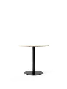 Audo Copenhagen - Harbour Column Dining Table, Ø80 x H:73 cm Black Steel Base, Estremoz Marble Off White Top