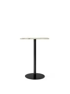 Audo Copenhagen - Harbour Column Counter Table,Ø80 x H:93 cm cm, Black Steel Base, Estremoz Marble Off White Top