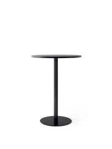 Audo Copenhagen - Harbour Column Bar Table, Ø80 x H:103 cm, Black Steel Base, Charcoal Linoleum Top