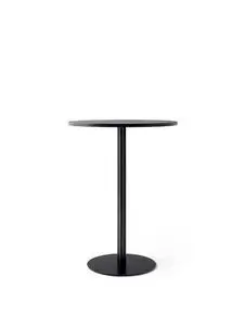 Audo Copenhagen - Harbour Column Bar Table, 
Ø80 x H:103 cm, Black Steel Base, Charcoal Linoleum Top