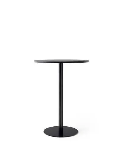Audo Copenhagen - Harbour Column Bar Table, 
Ø80 x H:103 cm, Black Steel Base, Charcoal Linoleum Top