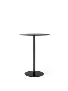 Audo Copenhagen - Harbour Column Bar Table, Ø80 x H:103 cm, Black Steel Base, Black Painted Oak Veneer Top