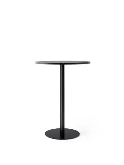 Audo Copenhagen - Harbour Column Bar Table, 
Ø80 x H:103 cm, Black Steel Base, Black Painted Oak Veneer Top