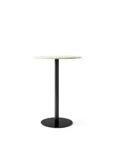 Audo Copenhagen - Harbour Column Bar Table, Ø80 x H:103 cm, Black Steel Base, Estremoz Marble Off White Top