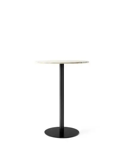 Audo Copenhagen - Harbour Column Bar Table, 
Ø80 x H:103 cm, Black Steel Base, Estremoz Marble Off White Top