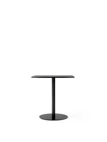 Audo Copenhagen - Harbour Column Dining Table, 
60 x 70 xH:73 cm, Black Steel Base, Black Painted Oak Veneer Top