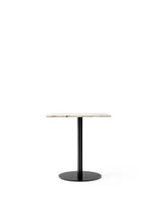 Audo Copenhagen - Harbour Column Dining Table, 60 x 70 x H:73 cm, Black Steel Base, Estremoz Marble Off White Top