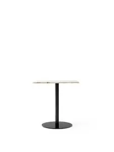 Audo Copenhagen - Harbour Column Dining Table, 
60 x 70 x H:73 cm, Black Steel Base, Estremoz Marble Off White Top