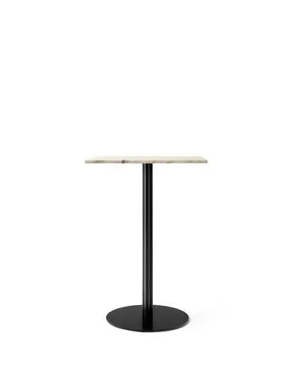 Audo Copenhagen - Harbour Column Counter Table, 
60 x 70 x H:93 cm, Black Steel Base, Estremoz Marble Off White Top