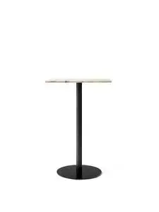 Audo Copenhagen - Harbour Column Bar Table, 
60 x 70 x H:103 cm, Black Steel Base, Estremoz Marble Off White Top