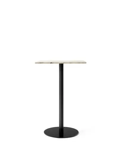 Audo Copenhagen - Harbour Column Bar Table, 
60 x 70 x H:103 cm, Black Steel Base, Estremoz Marble Off White Top