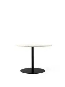 Audo Copenhagen - Harbour Column Dining Table, Ø105 x H:73 cm, Black Steel Base, Estremoz Marble Off White Top