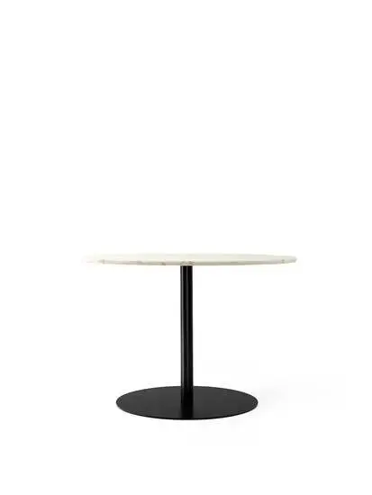 Audo Copenhagen - Harbour Column Dining Table, 
Ø105 x H:73 cm, Black Steel Base, Estremoz Marble Off White Top