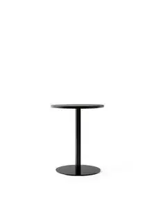 Audo Copenhagen - Harbour Column Dining Table, Ø60 x H:73 cm, Black Steel Base, Black Painted Oak Veneer Top