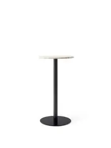 Audo Copenhagen - Harbour Column Bar Table, Ø60 x H:103 cm, Black Steel Base, Estremoz Marble Off White Top