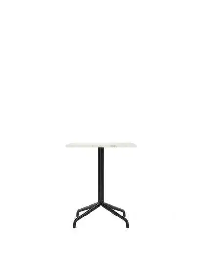 Audo Copenhagen - Harbour Column, Dining Table, 
70 x 60 x H:73 cm, Black Steel Star Base, Estremoz Marble Off White Top