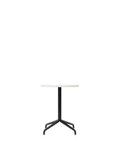 Audo Copenhagen - Harbour Column, Dining Table, 
Ø60 x H:73 cm, Black Steel Star Base, Estremoz Marble Off White Top