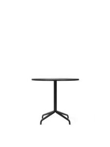 Audo Copenhagen - Harbour Column, Dining Table, Ø80 x H:73 cm, Black Steel Star Base, Black Painted Oak Top