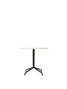 Audo Copenhagen - Harbour Column, Dining Table, Ø80 x H:73 cm, Black Steel Star Base, Estremoz Marble Off White Top