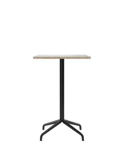 Audo Copenhagen - Harbour Column, Counter Table, 70 x 60 x H:93 cm, Black Steel Star Base, Kunis Breccia Stone Top