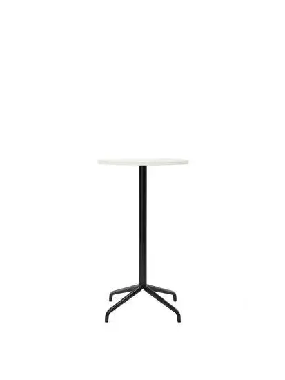 Audo Copenhagen - Harbour Column, Bar Table, 
Ø60 x H:103 cm, Black Steel Star Base, Estremoz Marble Off White TOp