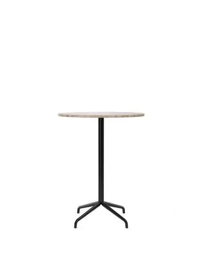 Audo Copenhagen - Harbour Column, Bar Table, 
Ø80 x H:103 cm, Black Steel Star Base, Kunis Breccia Stone Top