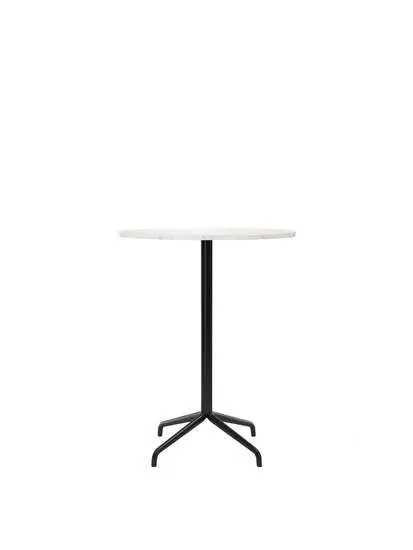 Audo Copenhagen - Harbour Column, Bar Table, 
Ø80 x H:103 cm, Black Steel Star Base, Estremoz Marble Off White Top