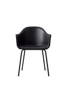 Audo Copenhagen - Harbour Dining Chair, Sort stål, 0842 sort læder/Dakar