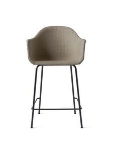 Audo Copenhagen - Harbour Counter Chair, Steel Base, Seat height 65 cm, Upholstered Shell PC1T, Black Base, EU/US - CAL117 Foam, 0233 Remix (Grey), Remix, Kvadrat