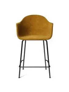 Audo Copenhagen - Harbour Counter Chair, Steel Base, Seat height 65 cm, Upholstered Shell PC1T, Black Base, EU/US - CAL117 Foam, 1-3114-041 Champion (Brown), Champion, JAB