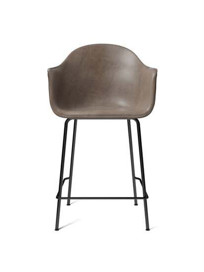 Audo Copenhagen - Harbour Counter Chair, Steel Base, Seat height 65 cm, Upholstered Shell PC1L, Black Base, EU/US - CAL117 Foam, 0311 (Antilop), Dakar, Dakar, Nevotex