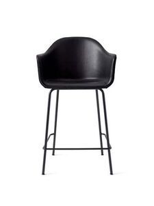 Audo Copenhagen - Harbour Counter Chair, Steel Base, Seat height 65 cm, Upholstered Shell PC1L, Black Base, EU/US - CAL117 Foam, 0842 (Black), Dakar, Dakar, Nevotex