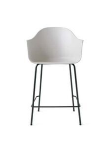 Audo Copenhagen - Harbour Counter Chair, Steel Base, Seat Height 65cm, Shell, Black Base, Shell, Light Grey