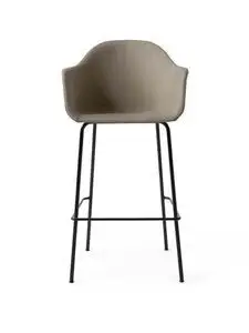 Audo Copenhagen - Harbour Bar Chair, Steel Base, Seat Height 75 cm, Upholstered Shell PC1T, Black Base, EU/US - CAL117 Foam, 0233 Remix (Grey), Remix, Kvadrat
