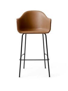 Audo Copenhagen - Harbour Bar Chair, Steel Base, Seat height 75 cm, Upholstered Shell PC1L, Black Base, EU/US - CAL117 Foam, 0250 (Cognac), Dakar, Dakar, Nevotex