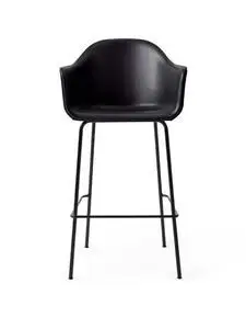 Audo Copenhagen - Harbour Bar Chair, Steel Base, Seat height 75 cm, Upholstered Shell PC1L, Black Base, EU/US - CAL117 Foam, 0842 (Black), Dakar, Dakar, Nevotex