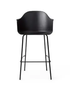 Audo Copenhagen - Harbour Bar Chair, Steel Base, Seat height 75 cm, Shell, Black Base, Shell, Black