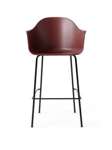 Audo Copenhagen - Harbour Bar Chair, Steel Base, Seat height 75 cm, Shell, Black Base, Shell, Burned Red