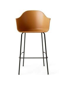 Audo Copenhagen - Harbour Bar Chair, Steel Base, Seat height 75 cm, Shell, Black Base, Shell, Khaki