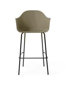 Audo Copenhagen - Harbour Bar Chair, Steel Base, Seat height 75 cm, Shell, Black Base, Shell, Olive