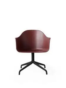 Audo Copenhagen - Harbour Dining Chair, Star Base w/Swivel, Shell Without Upholstery, Black Aluminium, Shell, Burned Red