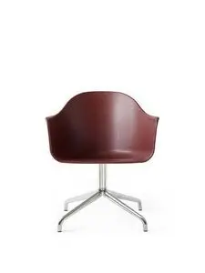 Audo Copenhagen - Harbour Dining Chair, Star Base w/Swivel, Shell Without Upholstery, Polished Aluminium, Shell, Burned Red