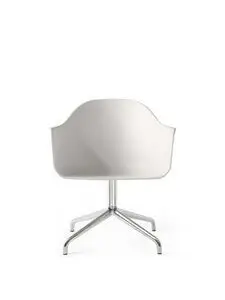 Audo Copenhagen - Harbour Dining Chair, Star Base w/Swivel, Shell Without Upholstery, Polished Aluminium, Shell, Light Grey